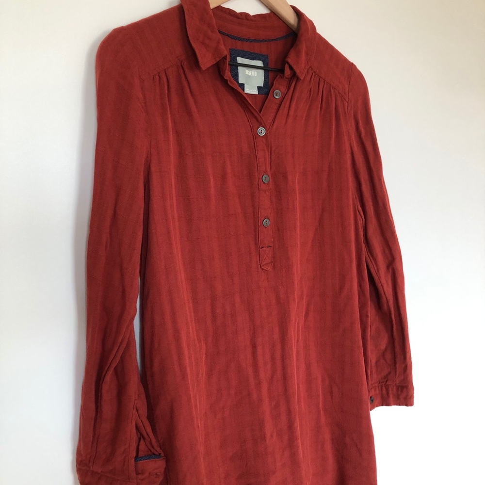 Maeve Anthropologie long half button tunic rust - Picture 3 of 10